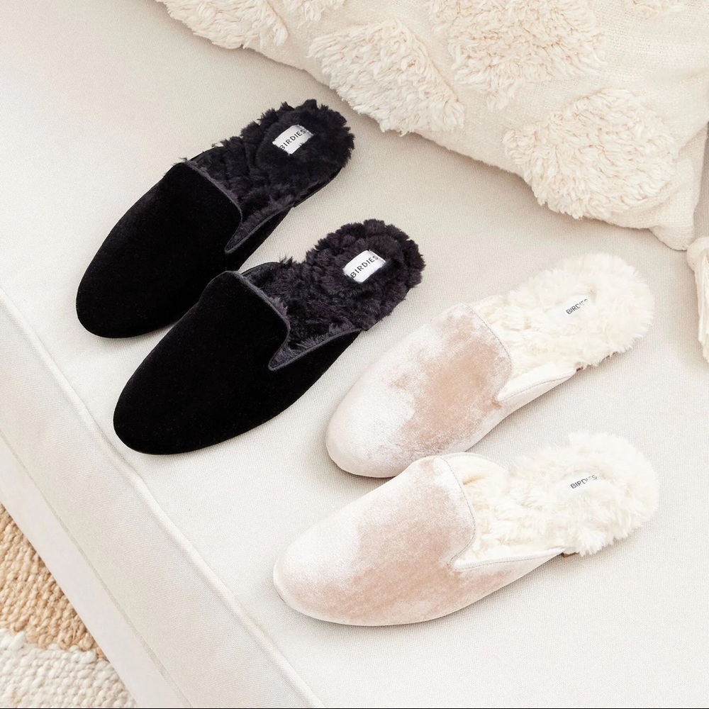 NIB Birdies Phoebe faux fur velvet mule